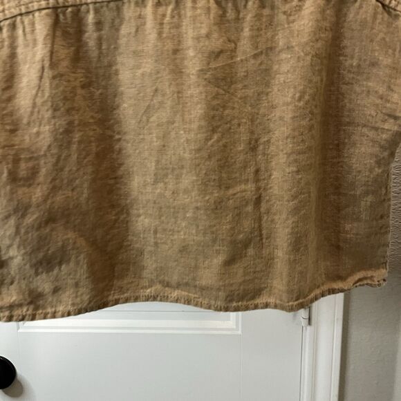Banana Republic Cruz Linen Utility Top Off White Brown V-Neck Short Sleeve Sz S - Picture 6 of 8